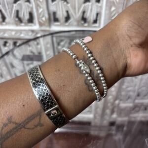 Coach Monogram Signature C Silver Tone Bangle Bracelet